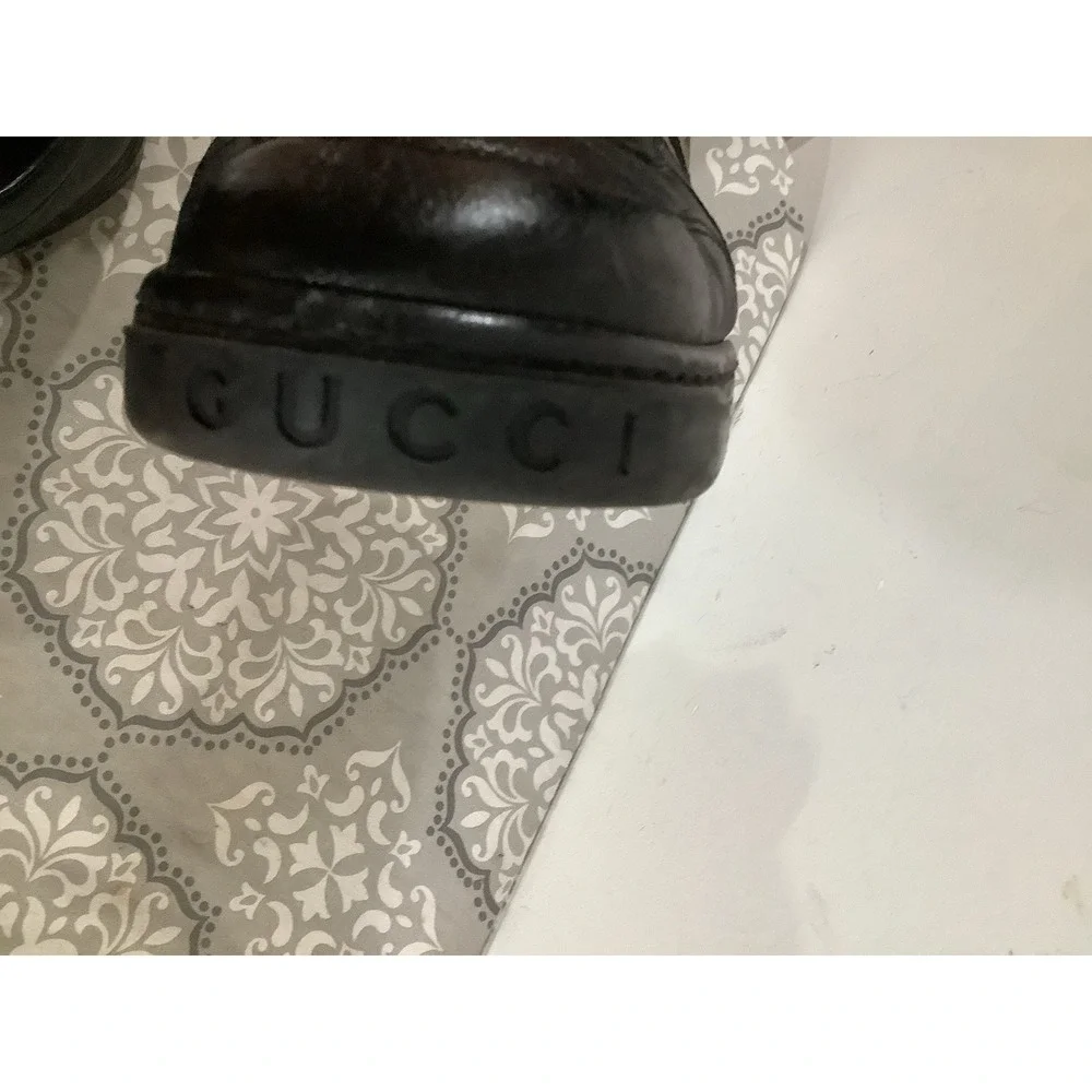 Gucci Black Stripe Leather Lace Up Sneaker  Mens 11